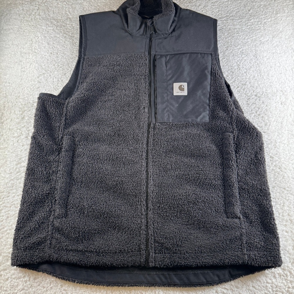 Carhartt Yukon Extremes Vest Mens M Black Excellent Fleece Wind Fighter OV515-M